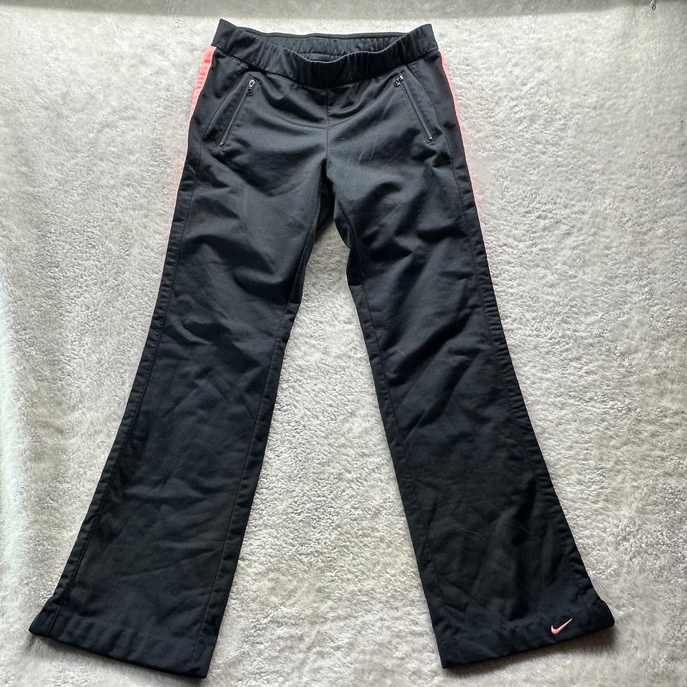 Nike Athletic Pants Women's Medium Black with Pink Stripe